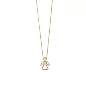 Auksinė grandinėlė su deimanto pakabuku „Angelas sargas”