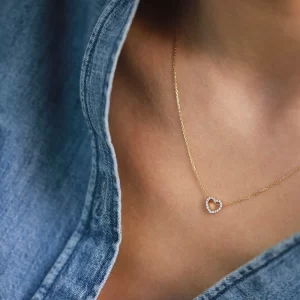 Grandinėlė su širdies formos deimantų pakabuku „PULSE”